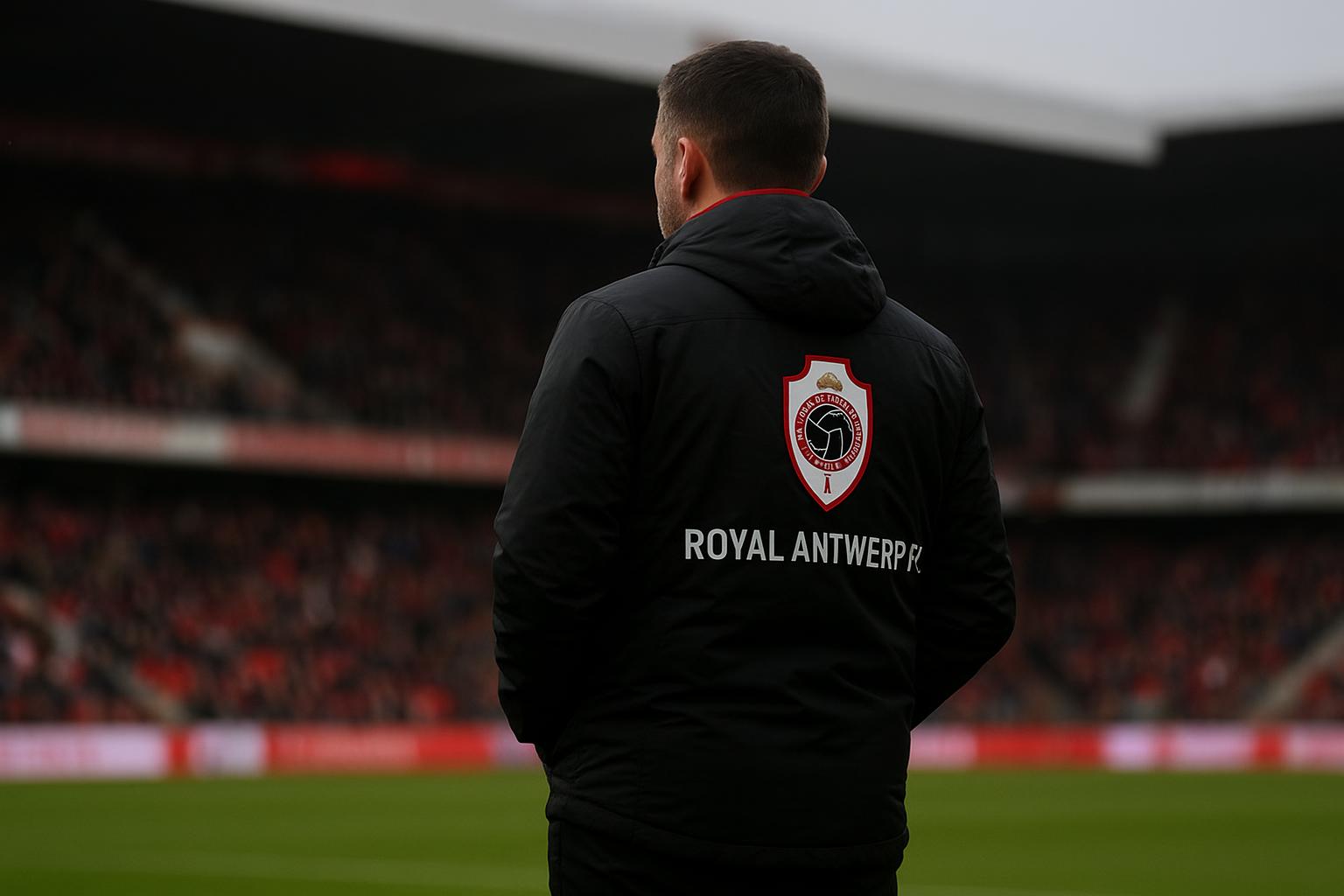 Joseph Oosting langs de zijlijn bij Royal Antwerp FC