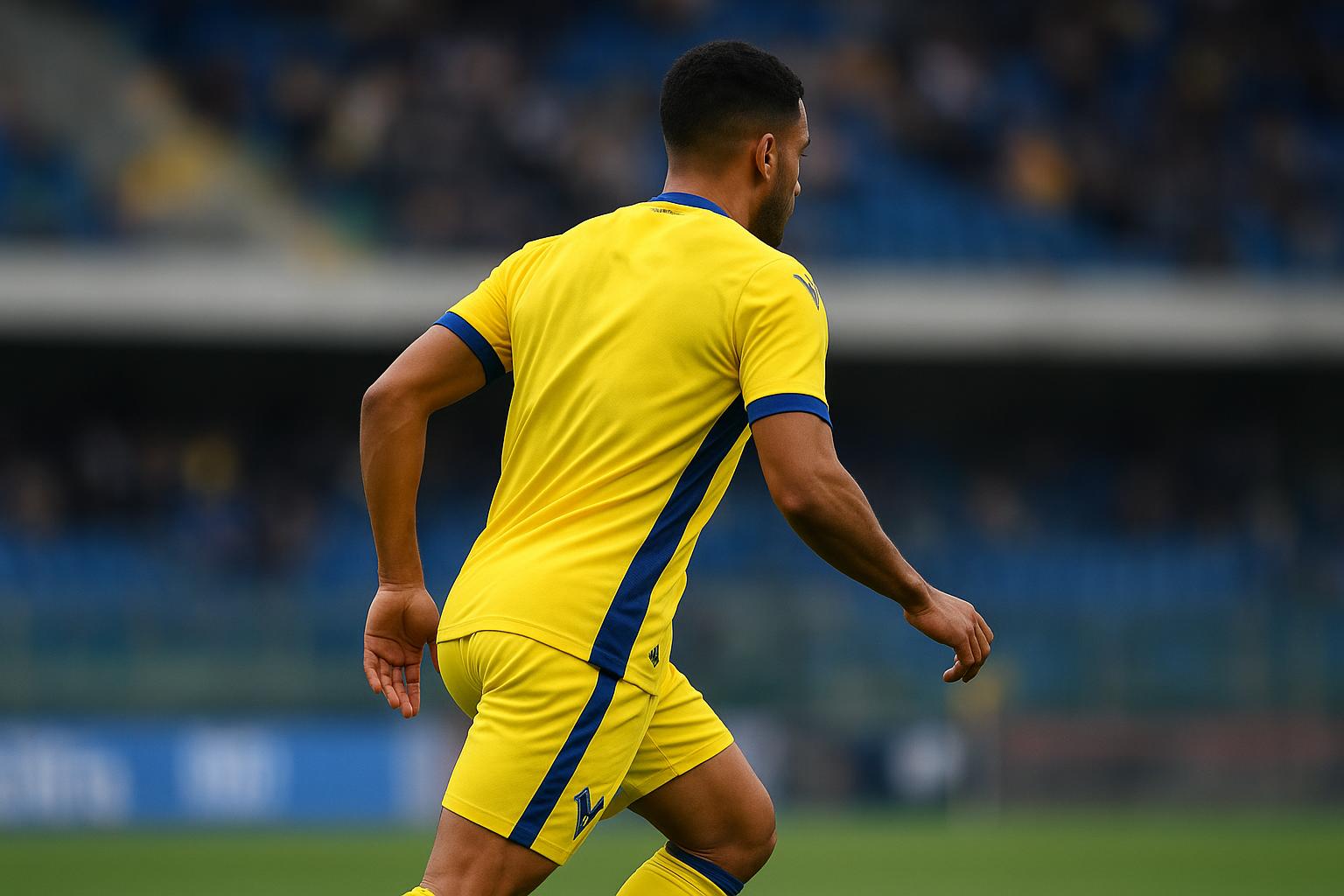 Rafik Belghali in actie in het shirt van Hellas Verona