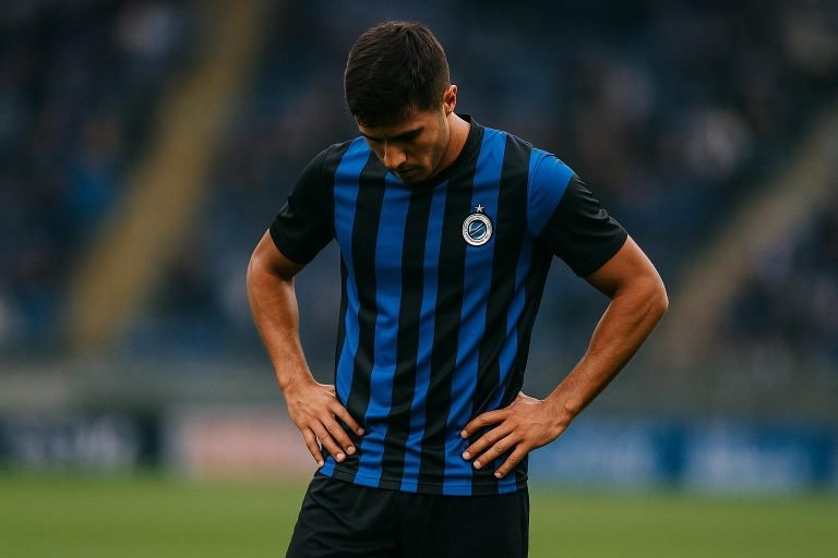 Aleksandar Stankovic van Club Brugge in actie op het middenveld tijdens een wedstrijd