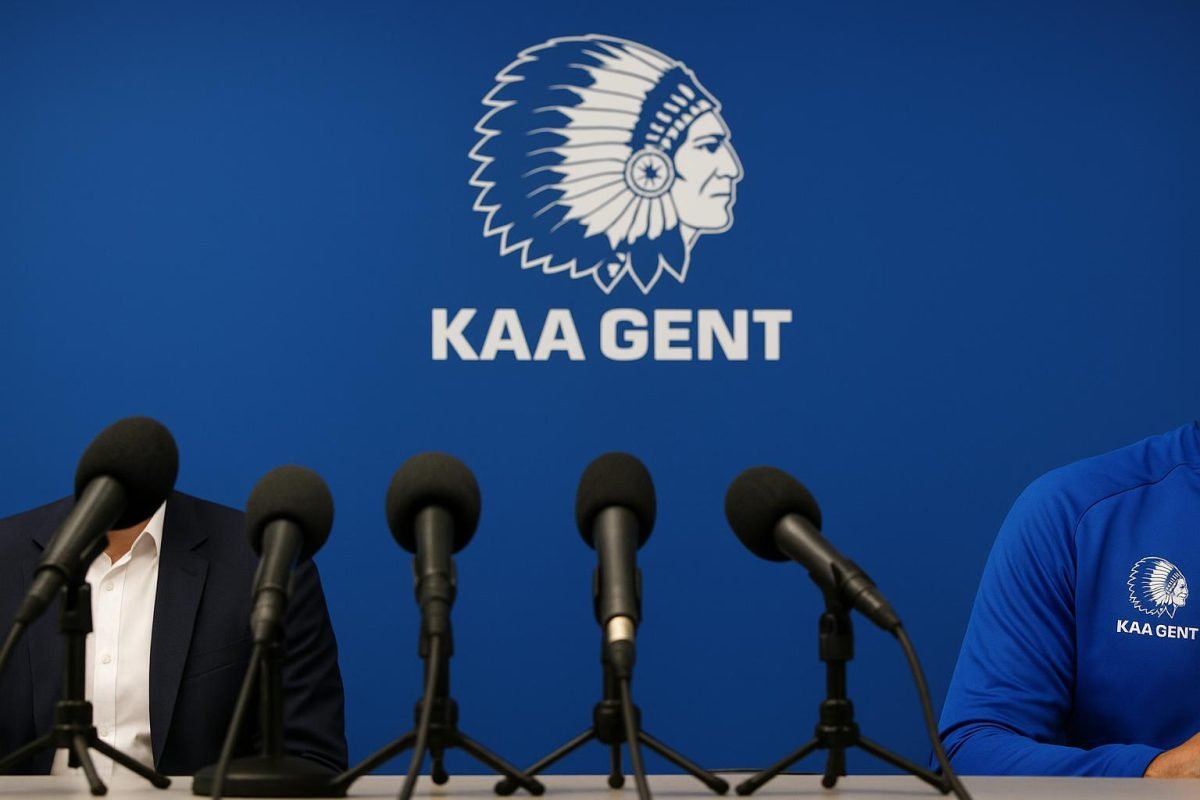 Michel Louwagie van KAA Gent tijdens een persmoment