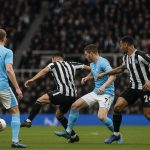 Spelmoment tijdens Newcastle United tegen Manchester City in de FA Cup