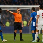 Spelmoment in de Planet Group Arena tijdens KAA Gent tegen KV Mechelen met discussie rond een strafschopfase