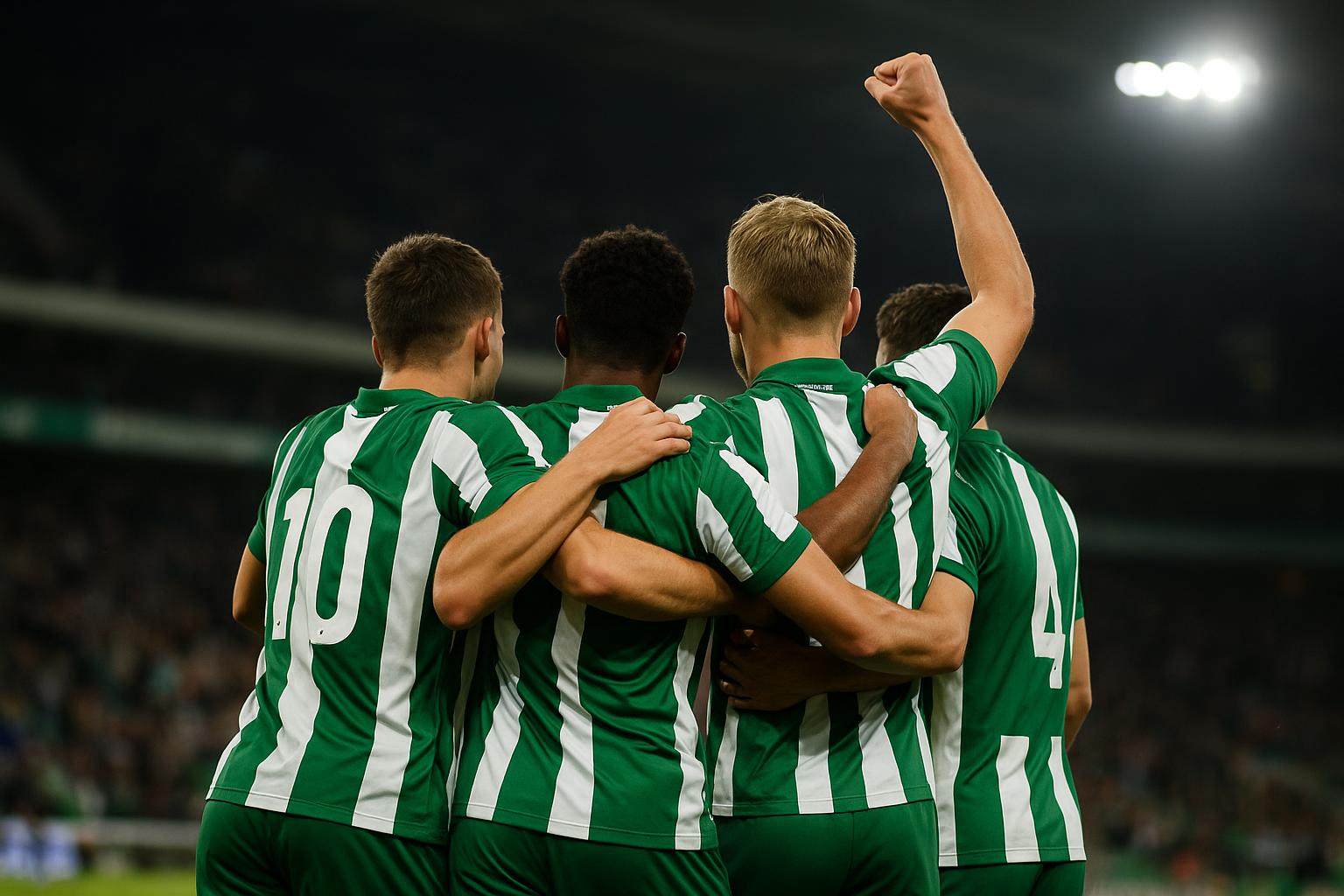 Spelers van KAA Gent vieren na de 3-1-zege tegen KV Mechelen in de Planet Group Arena