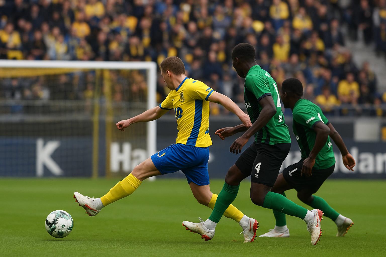 Wedstrijdmoment bij STVV tegen Cercle Brugge op Stayen