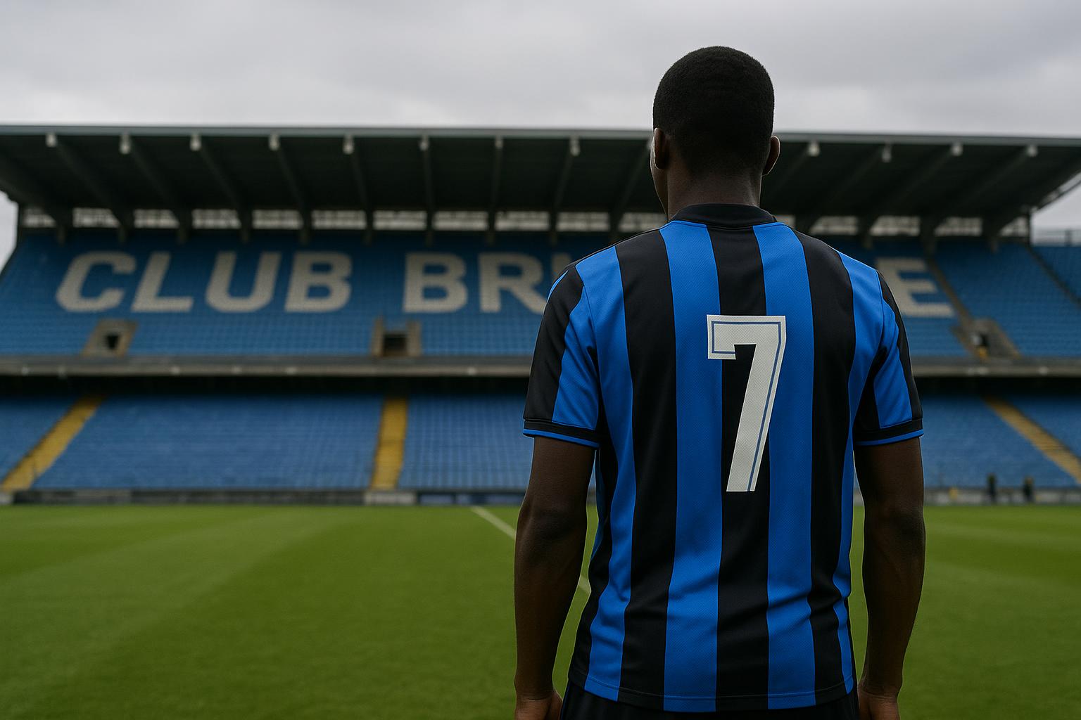 Sfeerbeeld in het Jan Breydelstadion met Club Brugge-spelers op de achtergrond