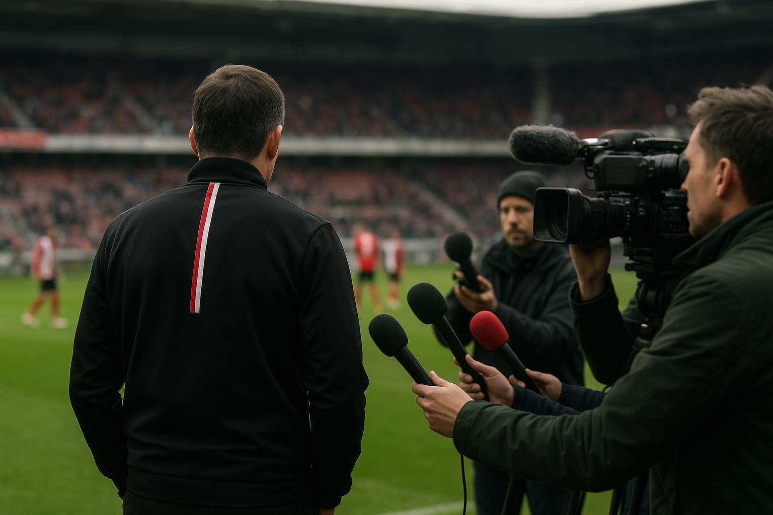 Sfeerbeeld rond de trainerssituatie bij Feyenoord tijdens een moment langs de zijlijn