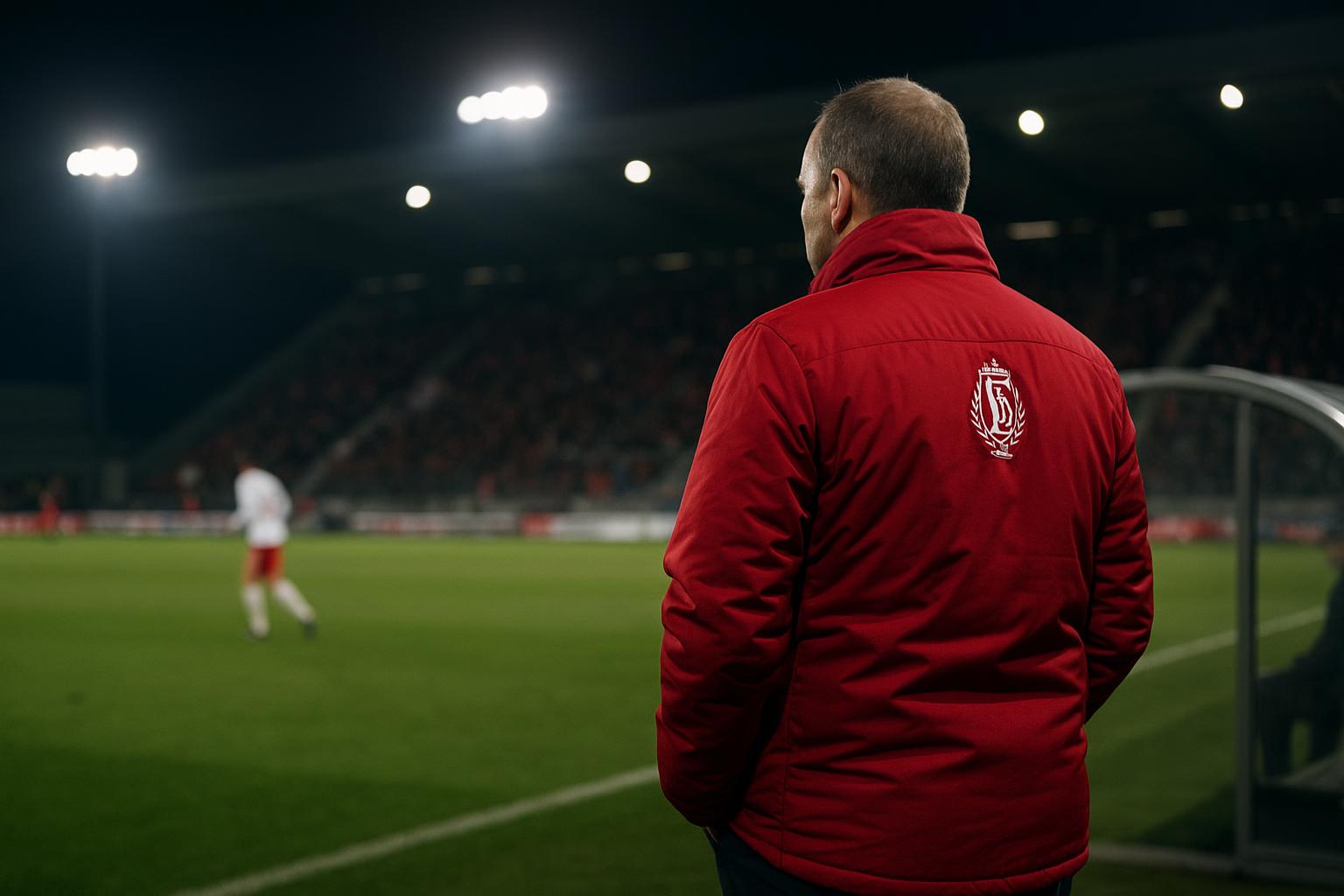 Vincent Euvrard coacht Standard langs de zijlijn tijdens een wedstrijd