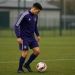 Nathan De Cat van RSC Anderlecht tijdens een training