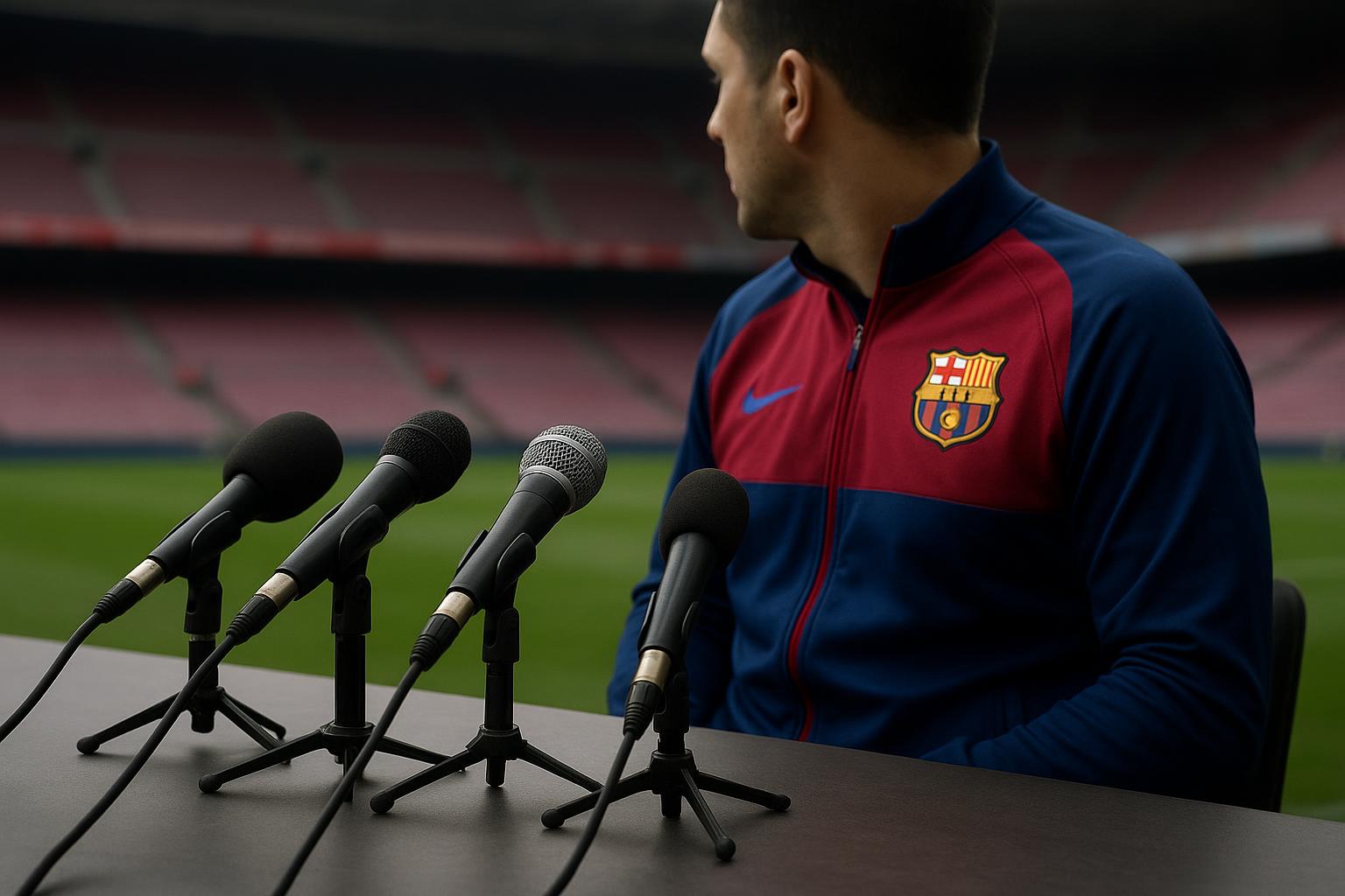 Xavi in een perscontext rond FC Barcelona
