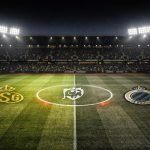Speeldag 28 analyse-overzicht met Union SG als winnaar en Club Brugge als verliezer in een datagedreven stadionvisual.