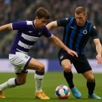Nathan De Cat van RSC Anderlecht in actie tijdens de wedstrijd tegen Club Brugge