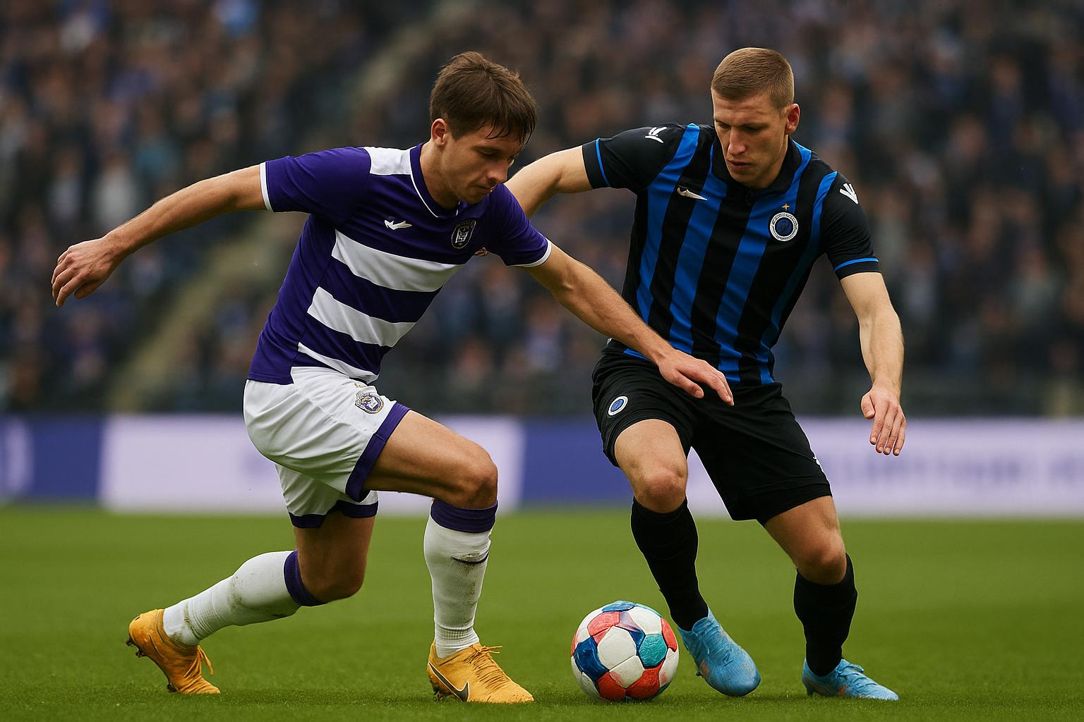 Nathan De Cat van RSC Anderlecht in actie tijdens de wedstrijd tegen Club Brugge