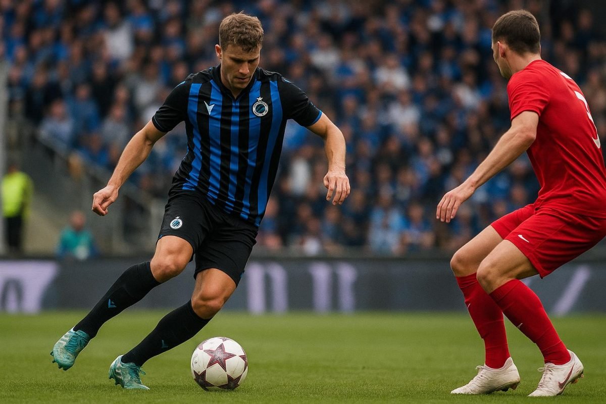 Aleksandar Stankovic van Club Brugge in actie op het middenveld