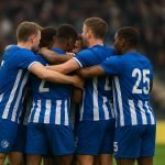 Spelers van KAA Gent vieren op het veld na de 3-1-zege tegen KV Mechelen