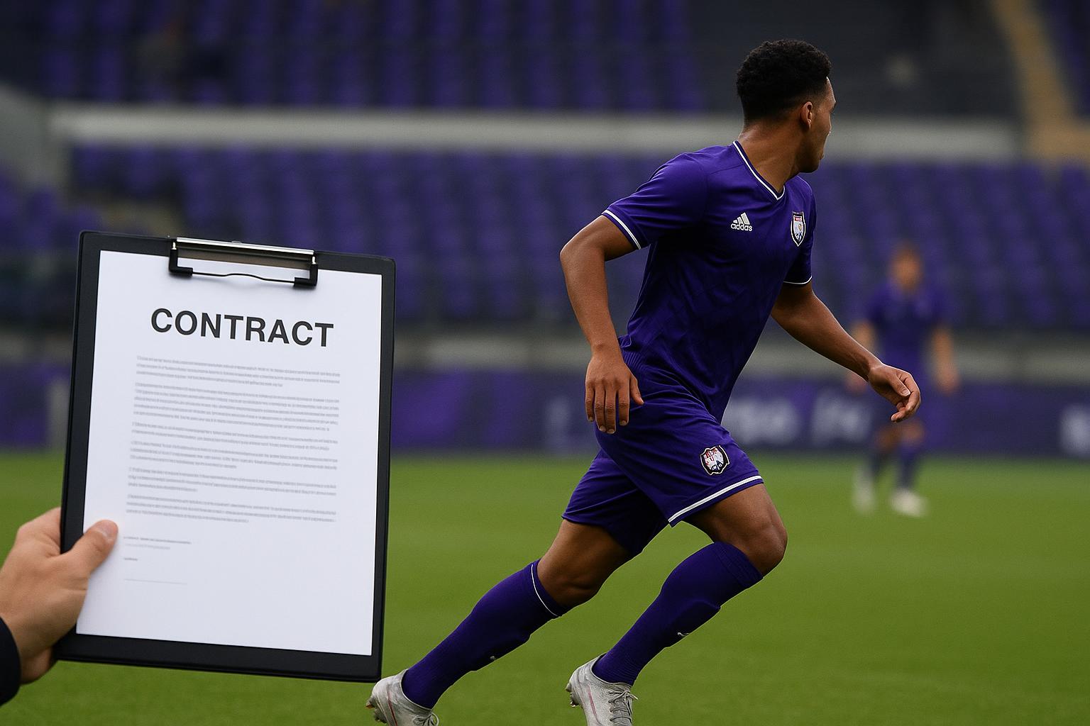 Nathan De Cat in actie voor RSC Anderlecht tijdens een wedstrijd in de Jupiler Pro League