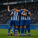 Spelers van KAA Gent vieren een doelpunt in de Ghelamco Arena tijdens de match tegen KV Mechelen.