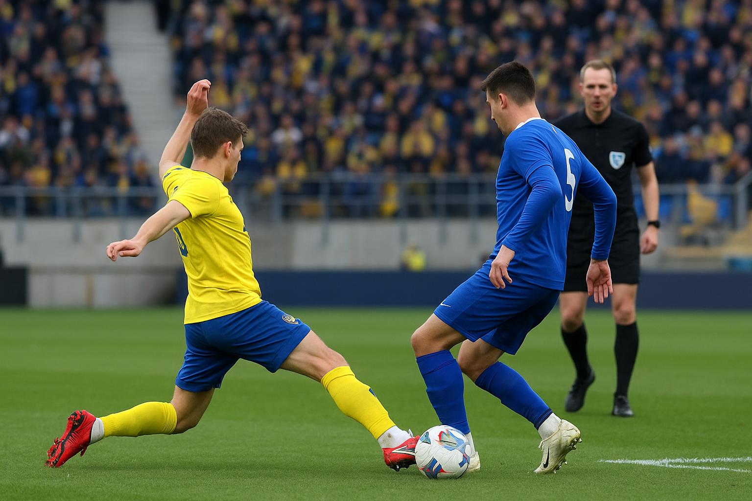 Spelmoment bij Union Saint-Gilloise tegen KRC Genk met een duel dat tot discussie leidde over de kaart