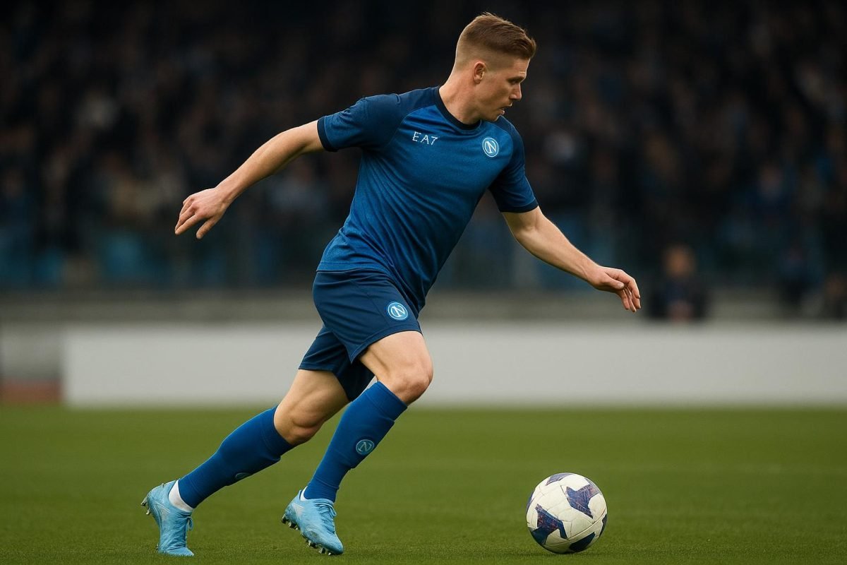 Kevin De Bruyne in Napoli-tenue tijdens een wedstrijdmoment in het stadion