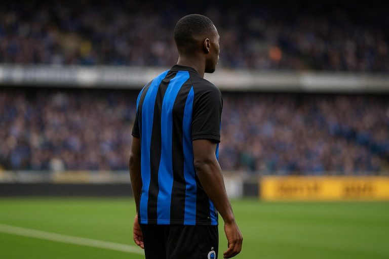 Nicolo Tresoldi in actie voor Club Brugge tijdens een wedstrijd