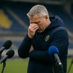 David Hubert, trainer van Union SG, langs de zijlijn tijdens een wedstrijd