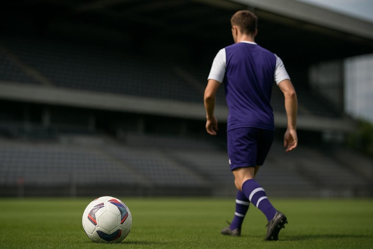 Nathan De Cat van RSC Anderlecht tijdens een trainingsmoment op het veld
