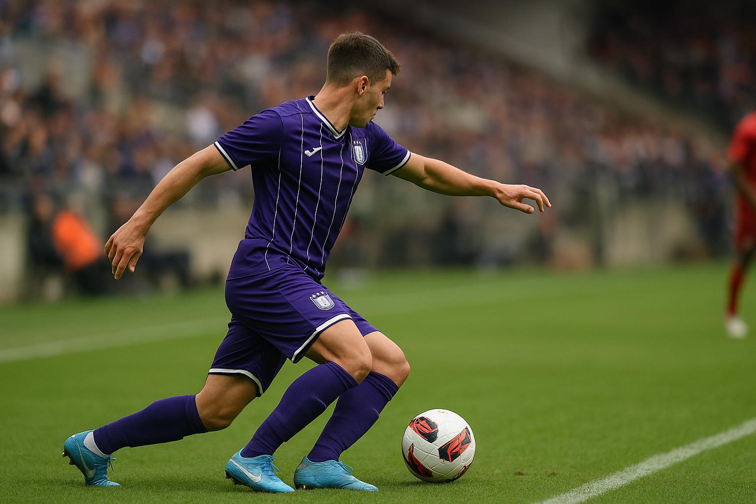 Tristan Degreef in actie voor RSC Anderlecht tijdens een wedstrijd