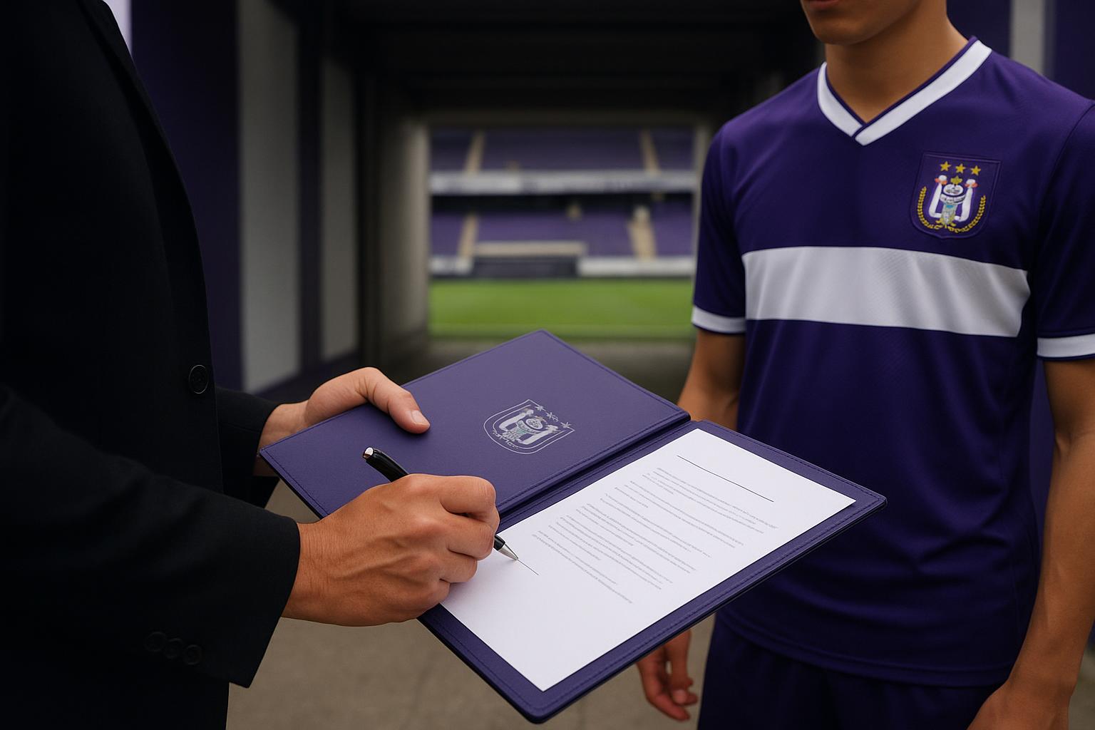 Nathan De Cat van RSC Anderlecht in en rond het Lotto Park