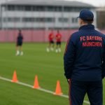 Vincent Kompany aan de zijlijn bij FC Bayern München tijdens een trainingsmoment