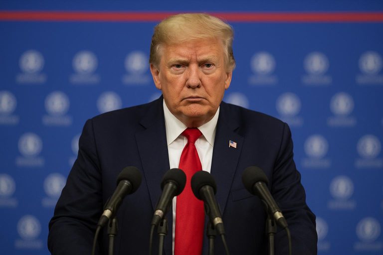 Donald Trump en Gianni Infantino tijdens een moment voor de camera's