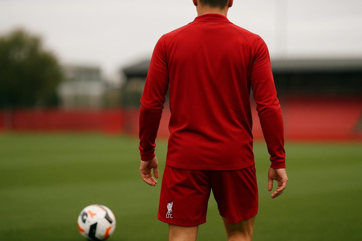 Ryan Gravenberch in Liverpool-context tijdens een training, zonder herkenbare gezichten