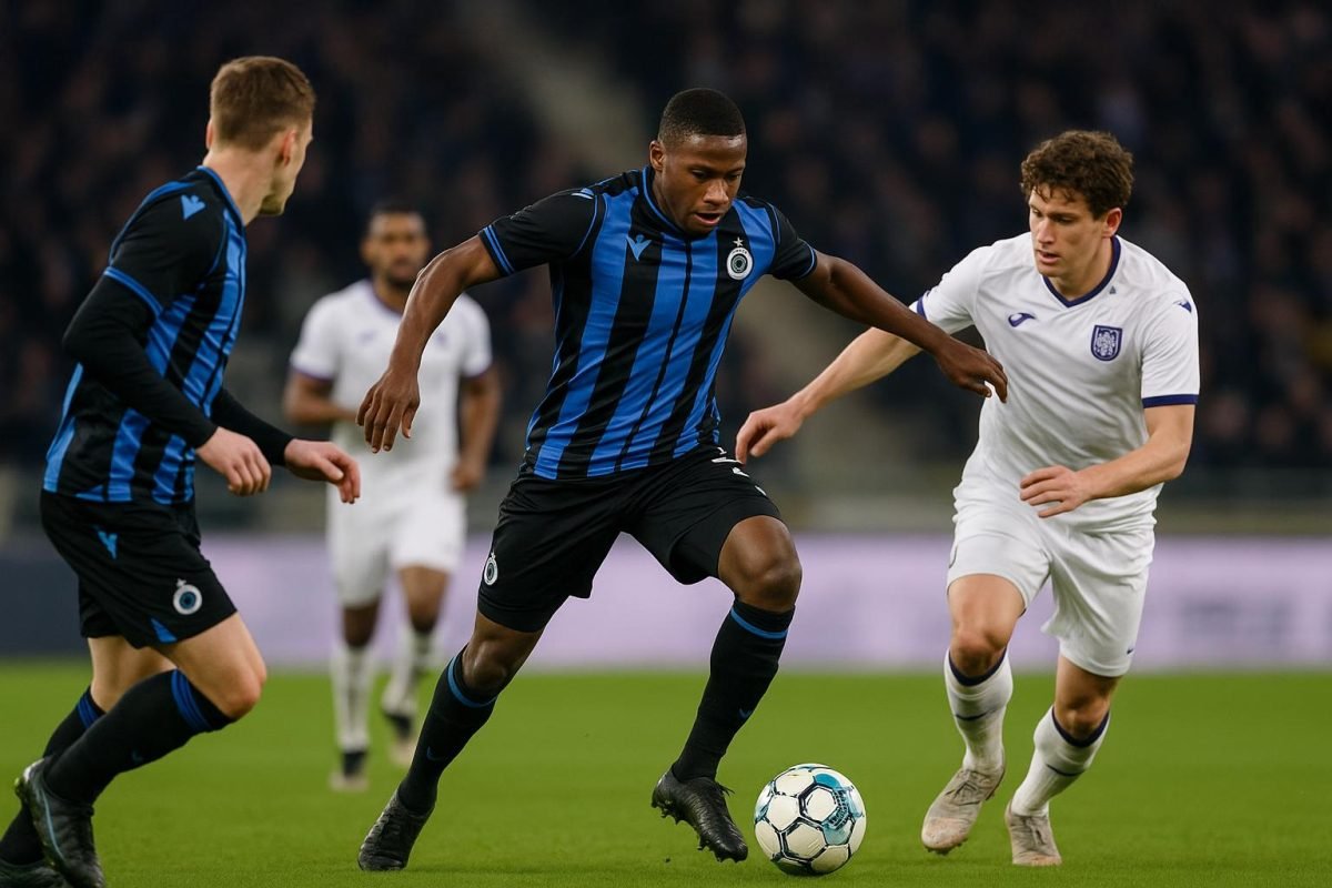 Wedstrijdbeeld van Club Brugge in actie tijdens de topper tegen Anderlecht