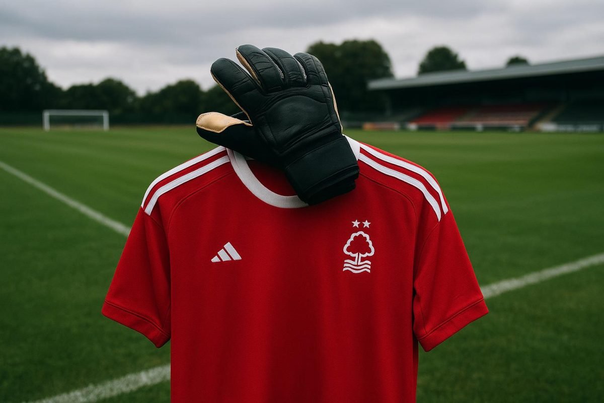 Matz Sels in tenue van Nottingham Forest tijdens een trainingsmoment
