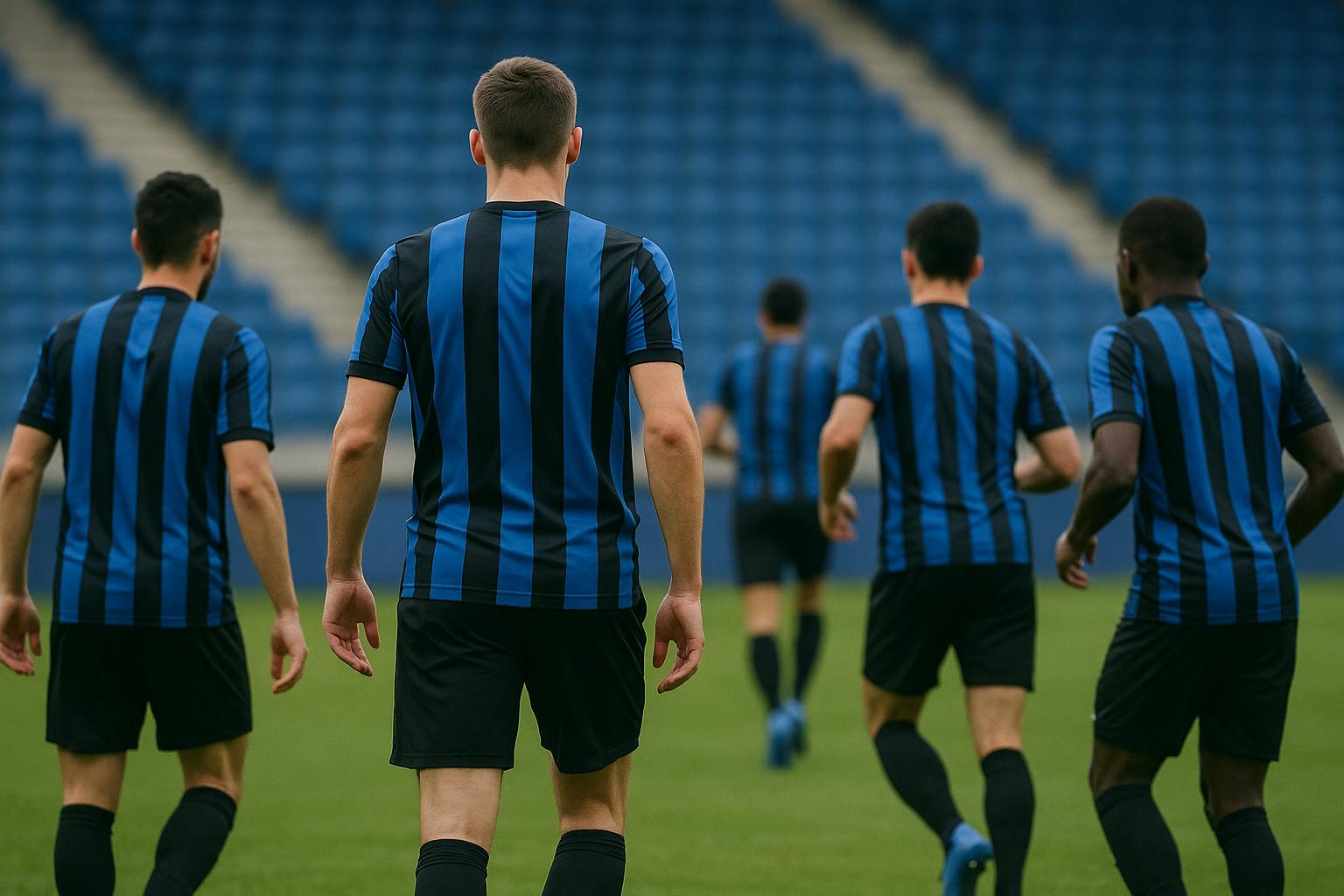 Spelers van Club Brugge op het trainingsveld in aanloop naar de play-offs