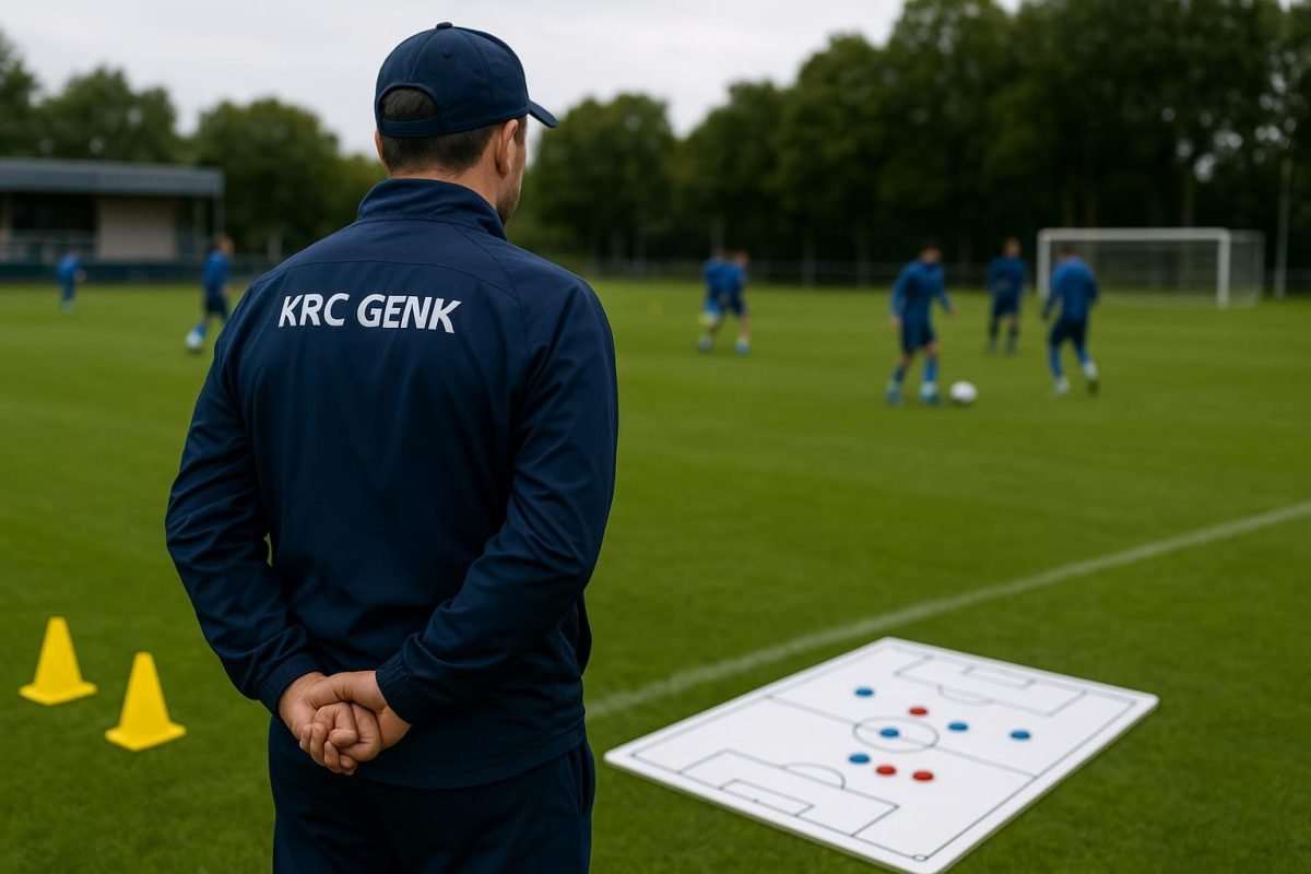 Nicky Hayen tijdens een trainingsmoment bij KRC Genk