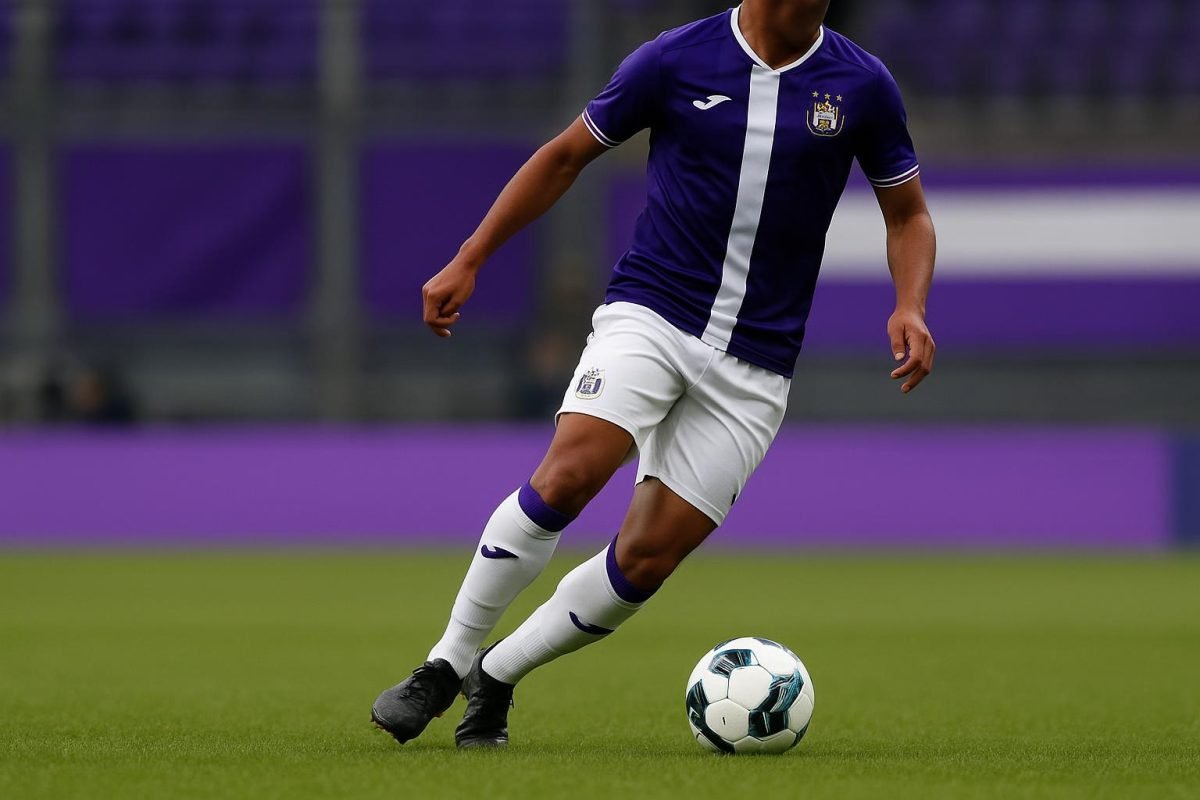 Lucas Biglia in Anderlecht-context met coachstaf op de achtergrond