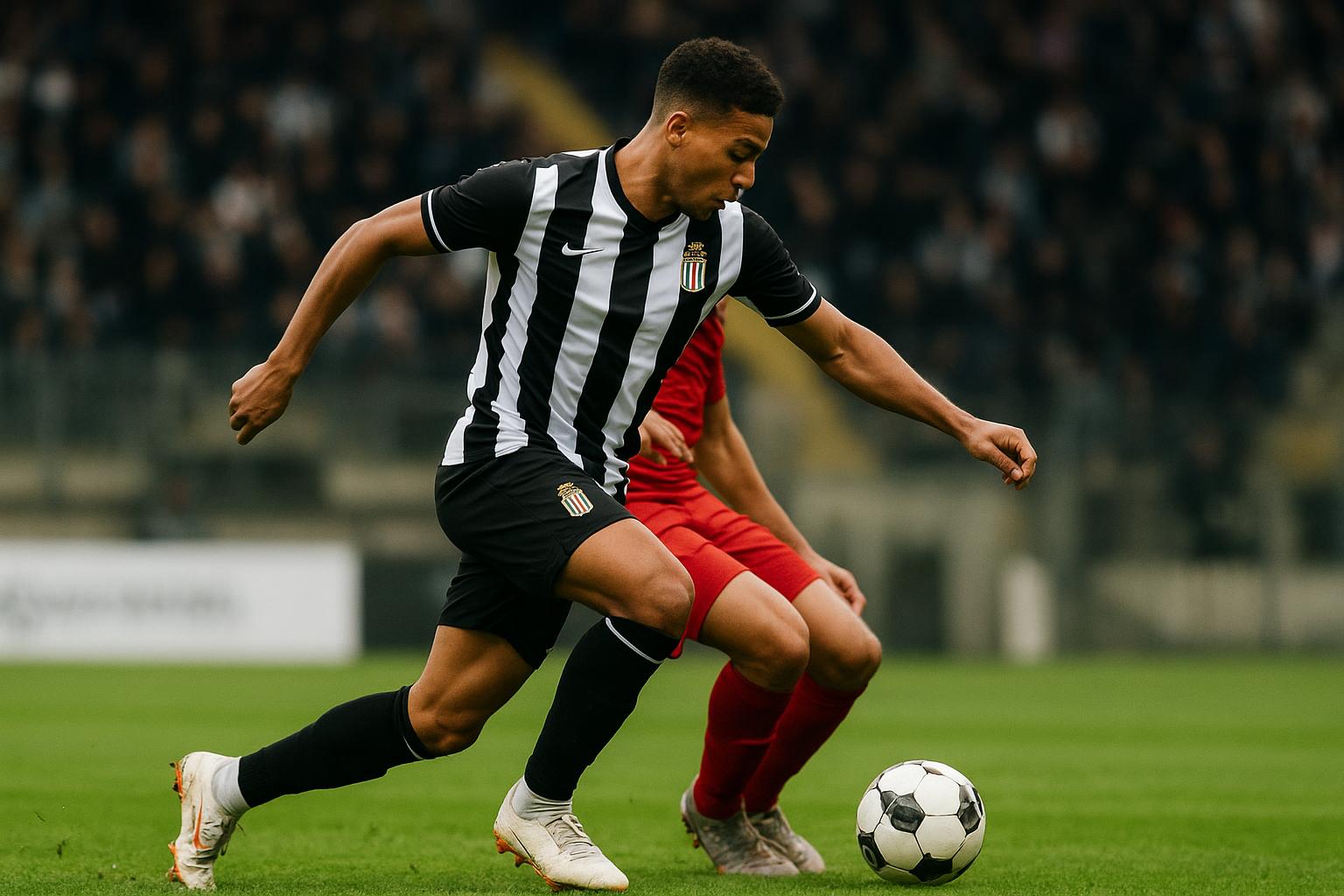Yacine Titraoui van Sporting Charleroi in duel tijdens een wedstrijd