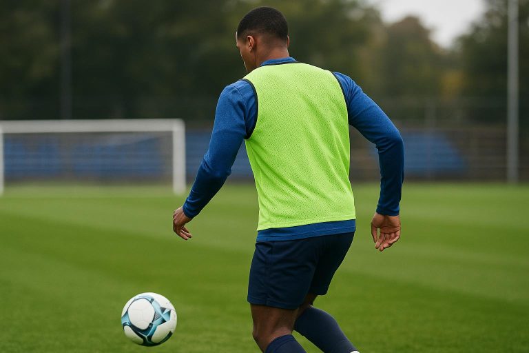 Matte Smets van KRC Genk tijdens een trainingsmoment op het veld