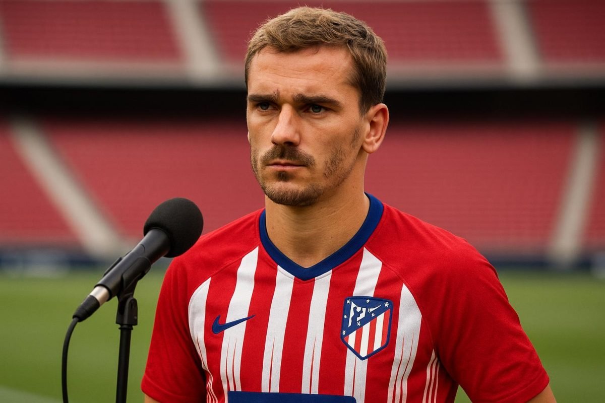 Antoine Griezmann van Atlético Madrid tijdens een moment na de wedstrijd