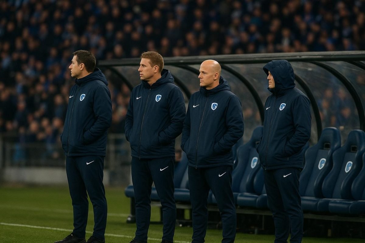 KRC Genk langs de zijlijn tijdens een Europese wedstrijd