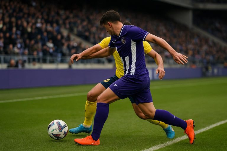 Tristan Degreef in actie voor RSC Anderlecht tijdens een wedstrijd
