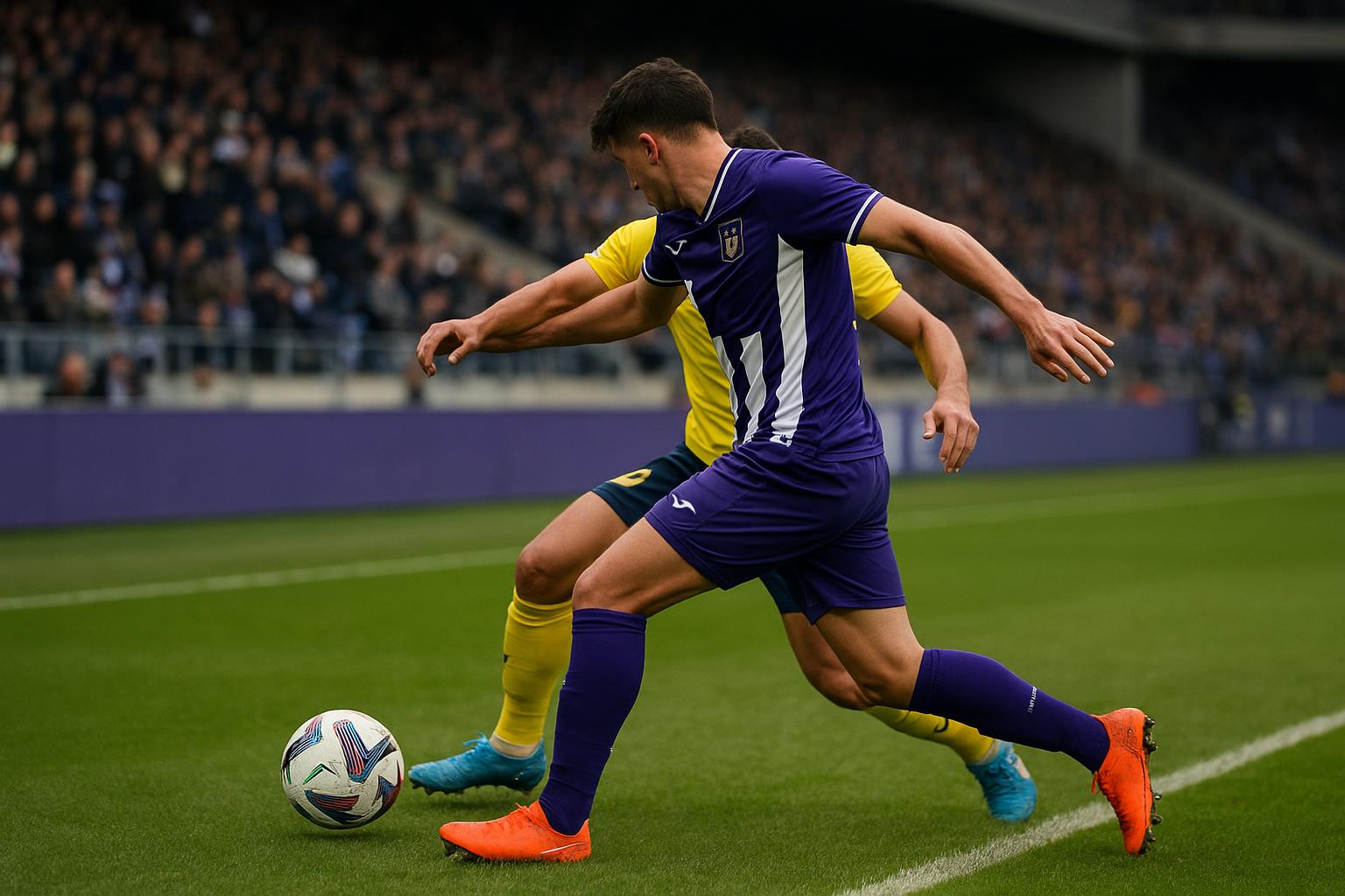 Tristan Degreef in actie voor RSC Anderlecht tijdens een wedstrijd