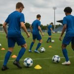 Trainingsmoment bij KAA Gent met jeugdspelers op het oefenveld