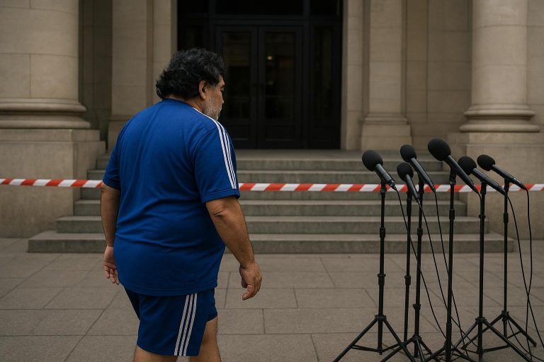 Buitenkant van een gerechtsgebouw in San Isidro waar een proces plaatsvindt