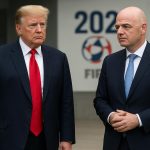 Infantino en Donald Trump bij een WK 2026-moment in een formele setting