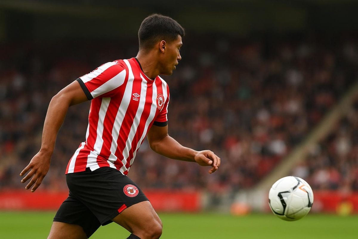 Igor Thiago in actie in het shirt van Brentford