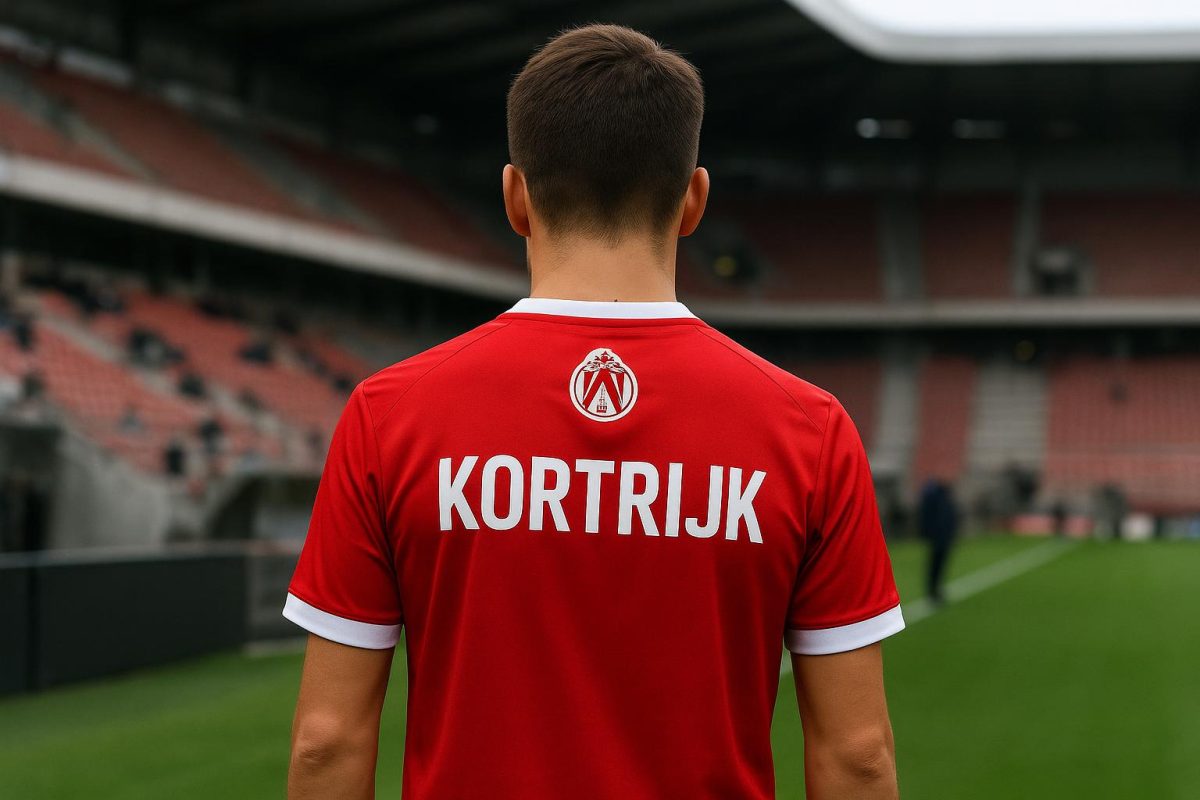 Spelers van KV Kortrijk in een wedstrijdomgeving