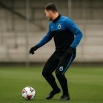 Ludovit Reis van Club Brugge op training, gezien vanop de rug