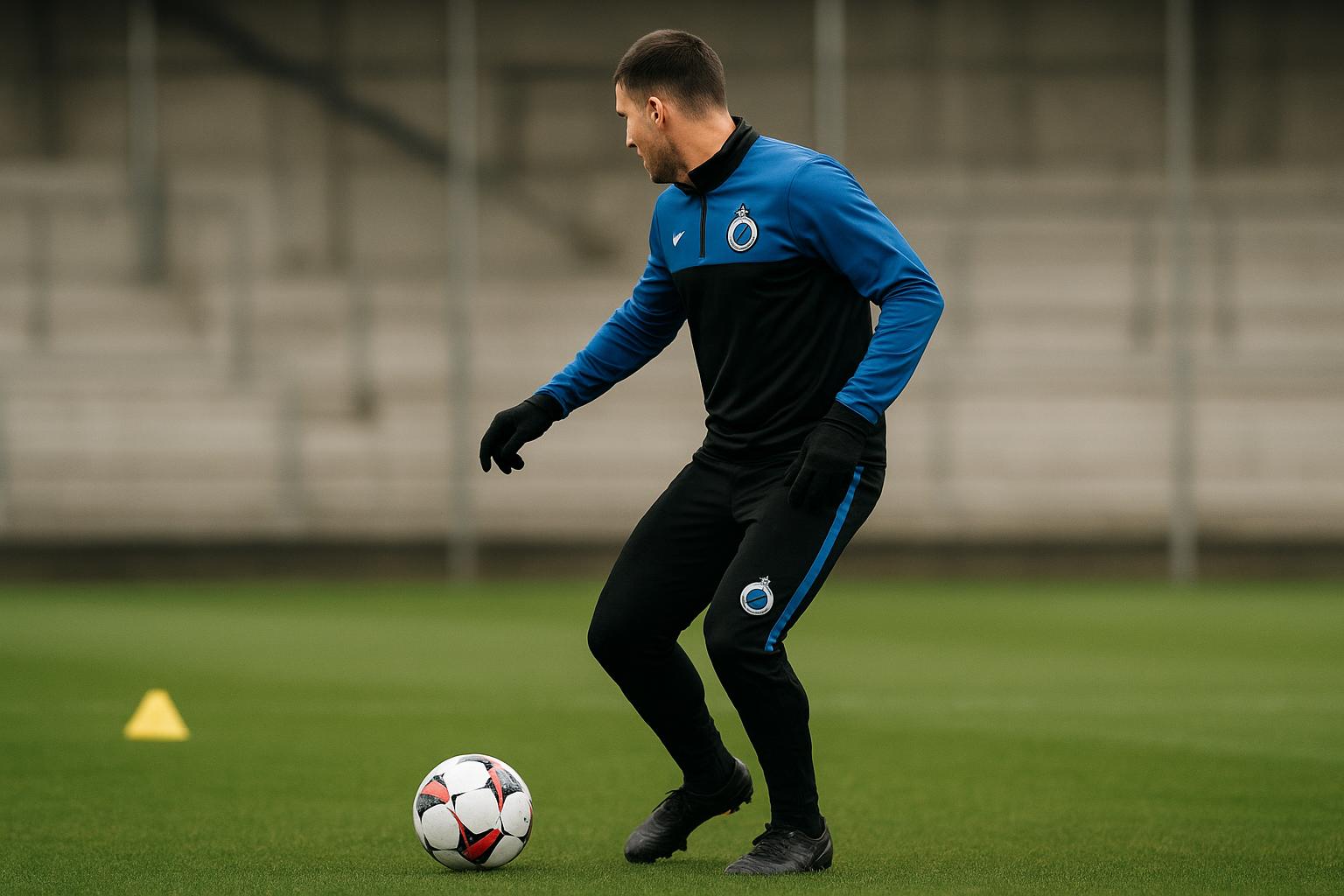 Ludovit Reis van Club Brugge op training, gezien vanop de rug
