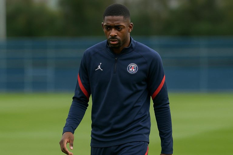 Ousmane Dembélé van Paris Saint-Germain tijdens een trainingsmoment