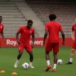 Kiki Kouyaté van Royal Antwerp FC tijdens een trainingsmoment op de Bosuil